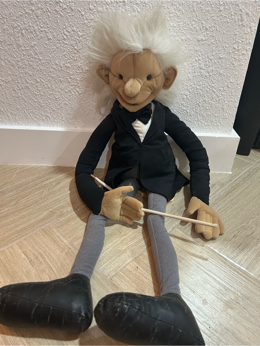 Retired Folkmanis Conductor Kids Costume Puppet in Black and Gray